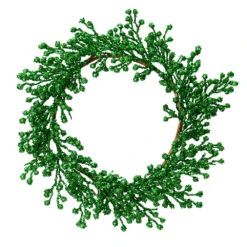 33 Inch Green Glitter Berry Artificial Mardi Gras Wreath Unlit