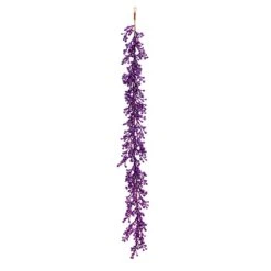 6 Foot Purple Glitter Berry Artificial Mardi Gras Garland Unlit