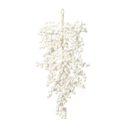 32 Inch White Flock Berry Artificial Christmas Teardrop Unlit