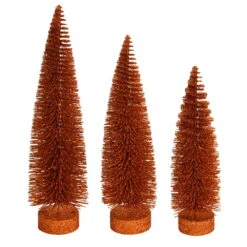 Orange Glitter Oval Pine Artificial Christmas Village Tree Large