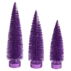 Lavender Purple Glitter Oval Pine Artificial Christmas Village Tree Large