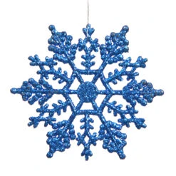 4 Inch Blue Glitter Snowflake Christmas Ornament 2 Per Set4