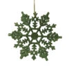 4 Inch Green Glitter Snowflake Christmas Ornament Set Of 24 -Winter Decor Hub m101404