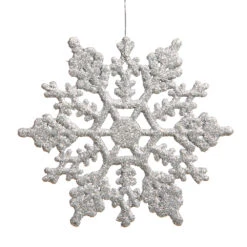 4 Inch Silver Glitter Snowflake Christmas Ornament 2 Per Set4