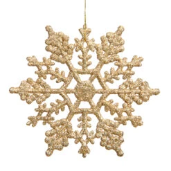 4 Inch Gold Glitter Snowflake Christmas Ornament 2 Per Set4
