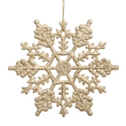 4 Inch Champagne Glitter Snowflake Christmas Ornament 2 Per Set4