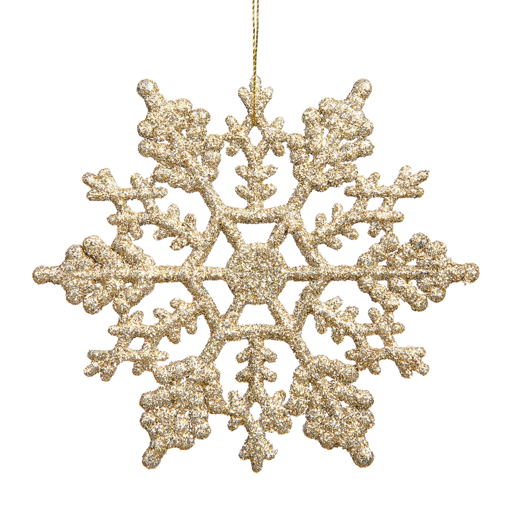 4 Inch Champagne Glitter Snowflake Christmas Ornament 2 Per Set4 3 4 Inch Champagne Glitter Snowflake Christmas Ornament 2 Per Set4
