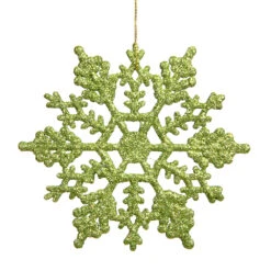 4 Inch Lime Glitter Snowflake Christmas Ornament 2 Per Set4