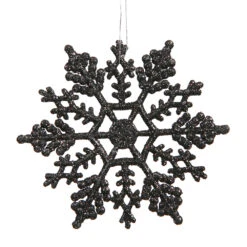 4 Inch Jet Black Glitter Snowflake Christmas Ornament 2 Per Set4