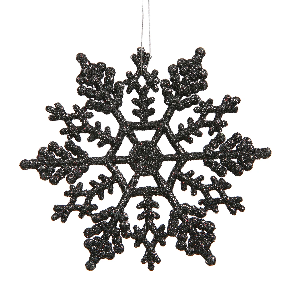 4 Inch Jet Black Glitter Snowflake Christmas Ornament 2 Per Set4 3 4 Inch Jet Black Glitter Snowflake Christmas Ornament 2 Per Set4