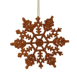 4 Inch Burnish Orange Glitter Snowflake Christmas Ornament 2 Per Set4