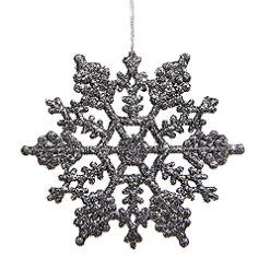 4 Inch Pewter Glitter Snowflake Christmas Ornament 2 Per Set4