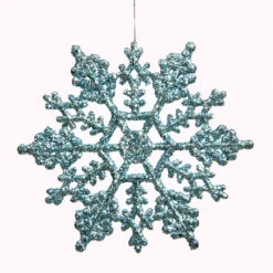 4 Inch Baby Blue Glitter Snowflake Christmas Ornament 2 Per Set4