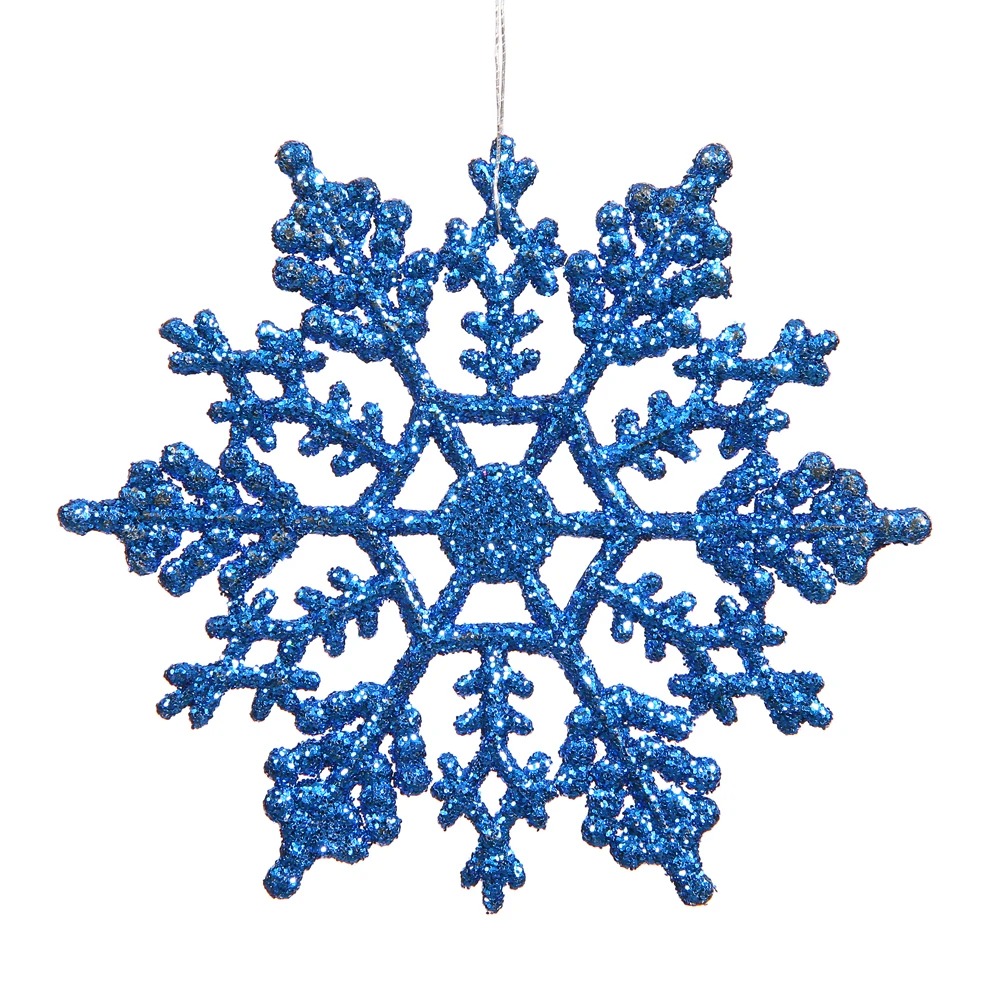6.25 Inch Blue Glitter Snowflake Christmas Ornament 12 Per Set 3 6.25 Inch Blue Glitter Snowflake Christmas Ornament 12 Per Set