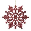 6.25 Inch Burgundy Glitter Snowflake Christmas Ornament 12 Per Set