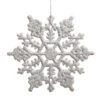 6.25 Inch Silver Glitter Snowflake Christmas Ornament 12 Per Set -Winter Decor Hub m101507