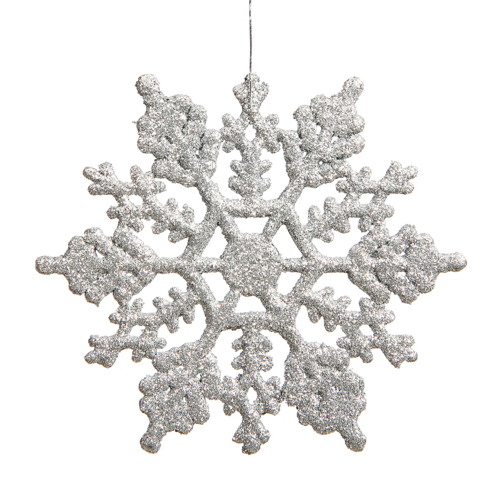 6.25 Inch Silver Glitter Snowflake Christmas Ornament 12 Per Set 3 6.25 Inch Silver Glitter Snowflake Christmas Ornament 12 Per Set