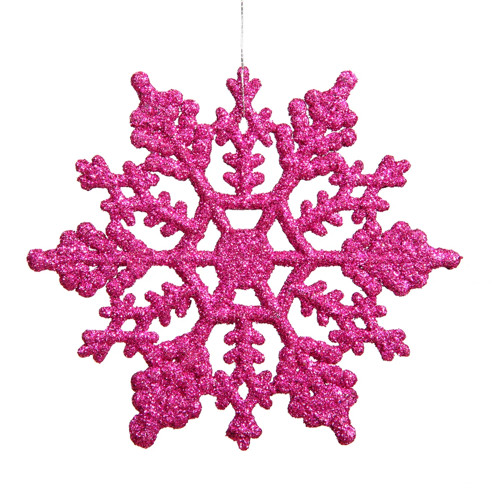 6.25 Inch Magenta Glitter Snowflake Christmas Ornament 12 Per Set 3 6.25 Inch Magenta Glitter Snowflake Christmas Ornament 12 Per Set