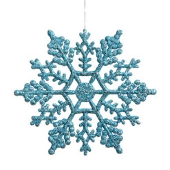 6.25 Inch Turquoise Glitter Snowflake Christmas Ornament 12 Per Set