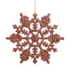 6.25 Inch Mocha Glitter Snowflake Christmas Ornament 12 Per Set -Winter Decor Hub m101516