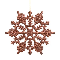 6.25 Inch Mocha Glitter Snowflake Christmas Ornament 12 Per Set