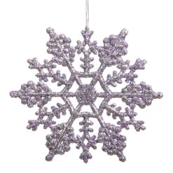 6.25 Inch Lavender Glitter Snowflake Christmas Ornament 12 Per Set