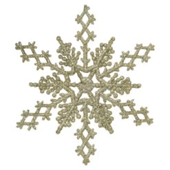 6.25 Inch Champagne Glitter Snowflake Christmas Ornament