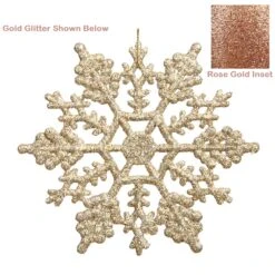 6.25 Inch Rose Gold Glitter Snowflake Christmas Ornament 12 Per Set
