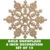 8 Inch Gold Glitter Snowflake 12 Per Set -Winter Decor Hub m101608