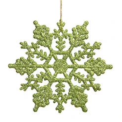 8 Inch Lime Glitter Snowflake Ornament 12 Per Set