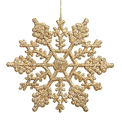 8 Inch Antique Gold Glitter Snowflake Ornament 12 Per Set 3 8 Inch Antique Gold Glitter Snowflake Ornament 12 Per Set