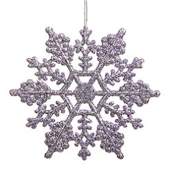 8 Inch Lavender Glitter Snowflake Ornament 12 Per Set