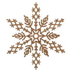 8 Inch Rose Gold Glitter Snowflake Christmas Ornament 12 Per Set