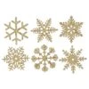 5 Inch Champagne Glitter Snowflake Christmas Ornament 6 Per Set -Winter Decor Hub m117338