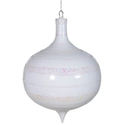 16 Inch White Glitter Swirl Shiny Ball Decoration