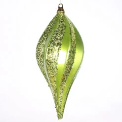 8 Inch Lime Green Candy Glitter Swirl Drop Christmas Ornament
