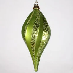12 Inch Lime Green Candy Glitter Swirl Drop Christmas Ornament