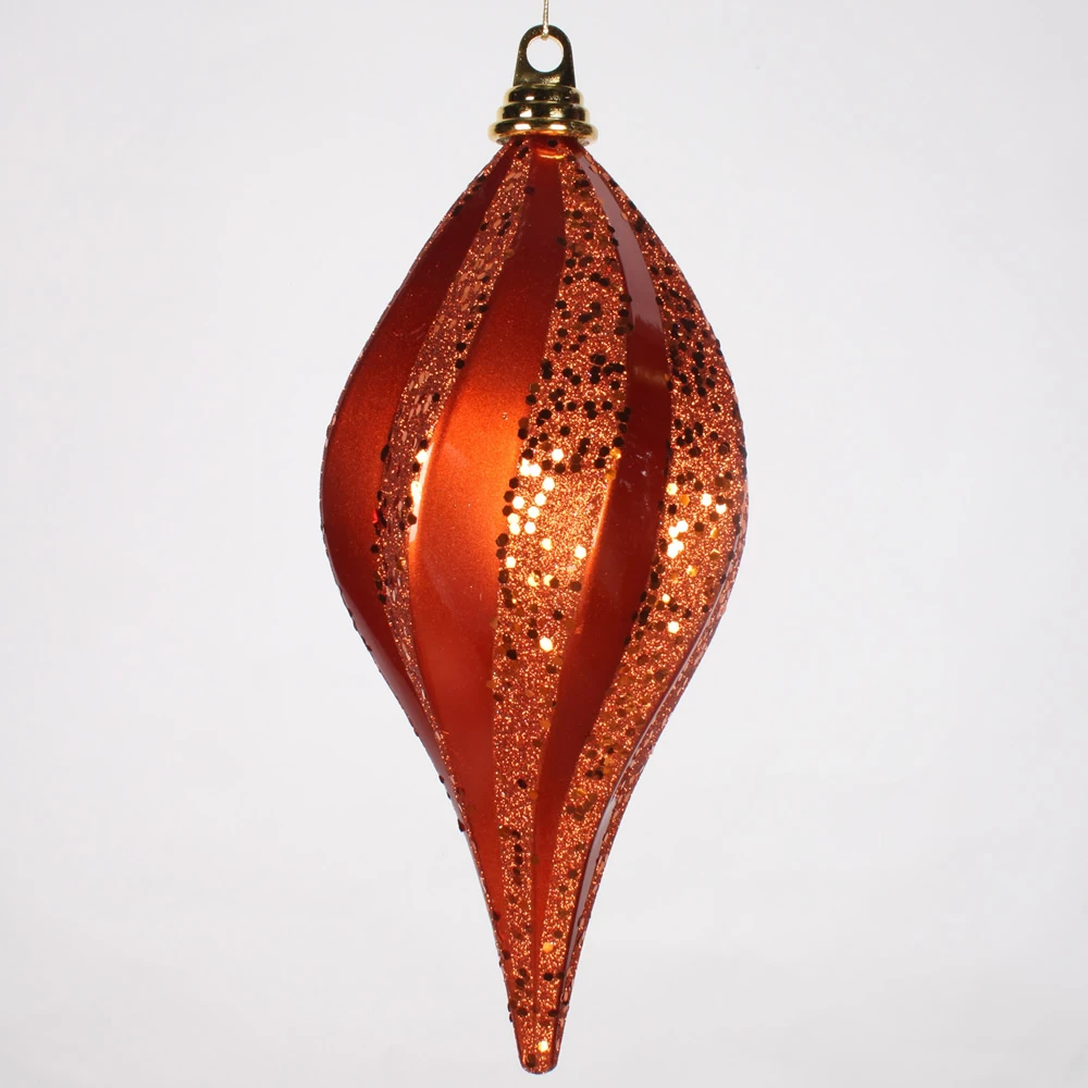 12 Inch Burnished Orange Candy Glitter Swirl Drop Christmas Ornament 3 12 Inch Burnished Orange Candy Glitter Swirl Drop Christmas Ornament