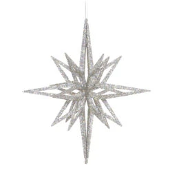 12 Inch 3D Silver Iridescent Glow Glitter Star Christmas Ornament