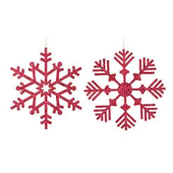 18 Inch Burgundy Glitter Snowflake 2 Per Set