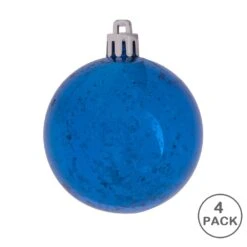 6 Inch Blue Shiny Mercury Round Christmas Ball Ornament Shatterproof