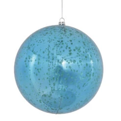 6 Inch Turquoise Shiny Mercury Christmas Ball Ornament Shatterproof Set Of 4