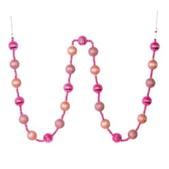 6 Foot Mauve Stripe Ball Ornament Garland Shatterproof Assorted Finishes
