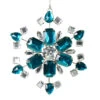 4.5 Inch Teal Jewel Metal Snowflake Christmas Ornament -Winter Decor Hub m188642