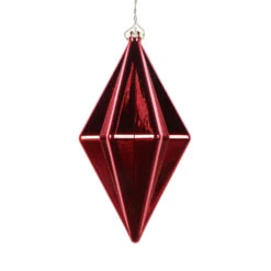5.5 Inch Red Shiny Rhombus Christmas Finial Ornament Shatterproof