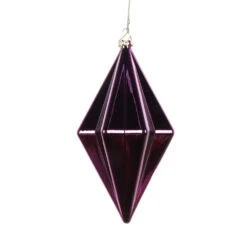 5.5 Inch Plum Shiny Rhombus Christmas Finial Ornament Shatterproof