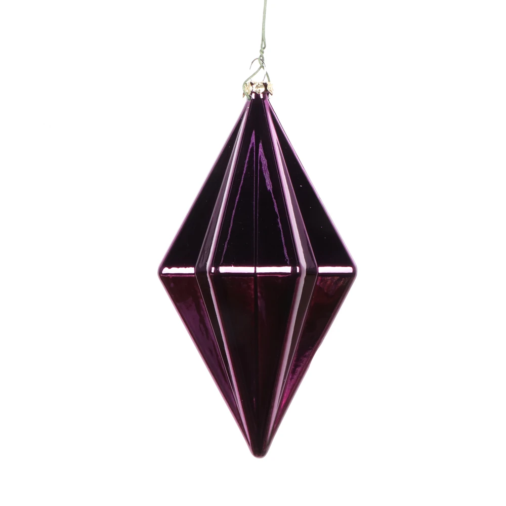 5.5 Inch Plum Shiny Rhombus Christmas Finial Ornament Shatterproof 3 5.5 Inch Plum Shiny Rhombus Christmas Finial Ornament Shatterproof