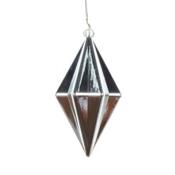 5.5 Inch Frosty Mint Shiny Rhombus Christmas Finial Ornament Shatterproof