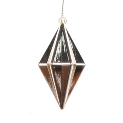 5.5 Inch Oat Shiny Rhombus Christmas Finial Ornament Shatterproof
