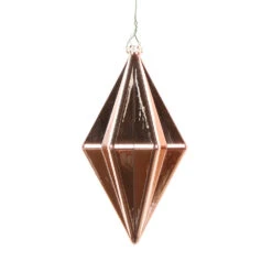 5.5 Inch Rose Gold Shiny Rhombus Christmas Finial Ornament Shatterproof